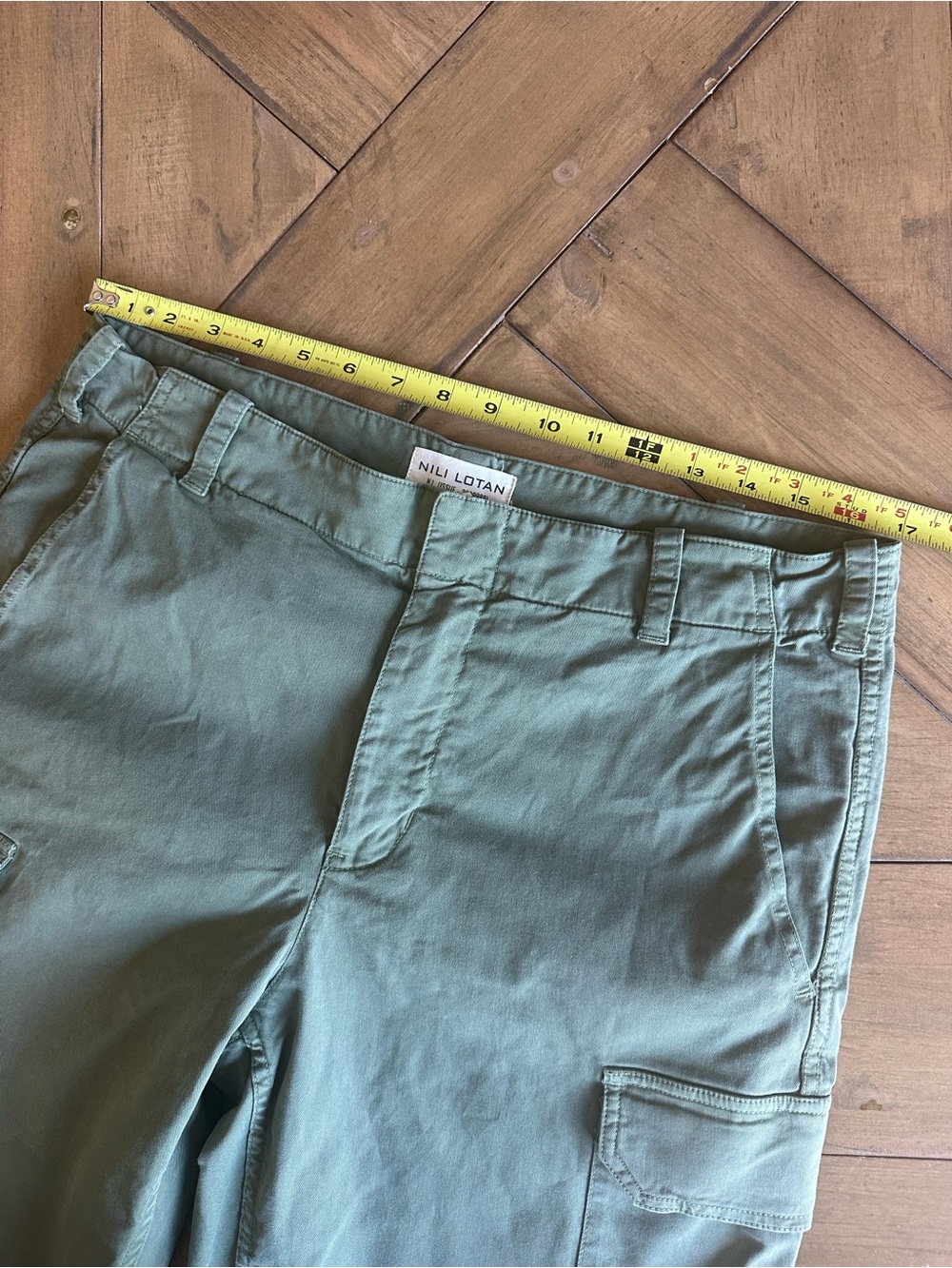 Nili Lotan Cargo Pants Olive/Army Green Utility Pockets Relaxed Fit Womens 10 - Picture 5 of 11